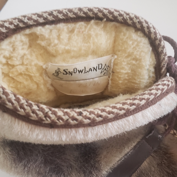 SNOWLAND Brown Faux Fur Sherpa Booties Size 8 - Picture 10 of 11
